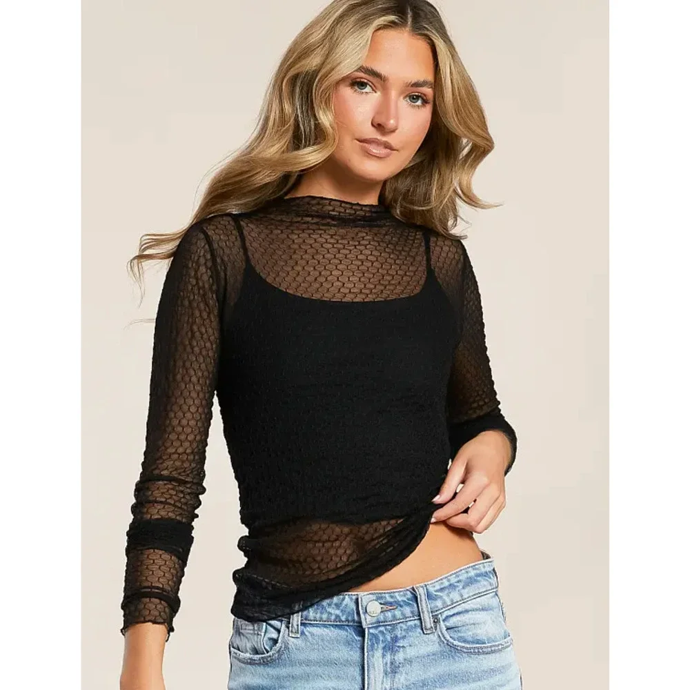 FREE PEOPLE INTIMATELY BLACK MINDING MY BUSINESS SHEER LAYERING TOP SHIRT XS